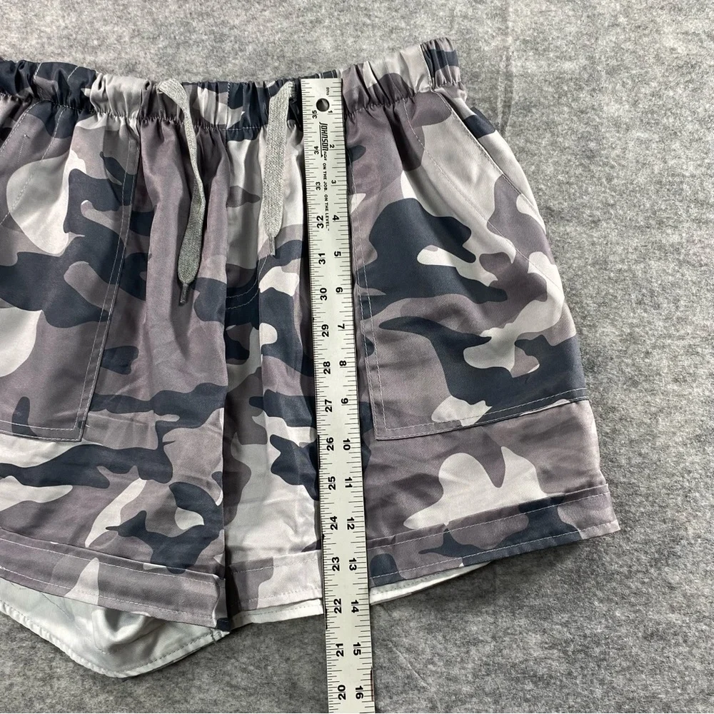 Adele B. Womens Black/Gray Camoflauge‎ Adjustable Waist Shorts Size LG - Picture 7 of 11